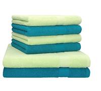 Betz lot de 6 serviettes PALERMO set de 2 draps de bain 4 serviettes de toilette 100% coton Couleur bleu pétrole - vert