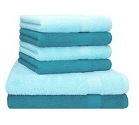 Betz lot de 6 serviettes PALERMO set de 2 draps de bain 4 serviettes de toilette 100% coton Couleur bleu pétrole - turquoise