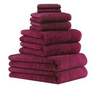Betz Lot de 8 Serviettes Set de 2 Serviettes de Bain 2 draps de Bain 2 Serviettes de Toilette 2 lavettes 100% Coton Deluxe Color Prune
