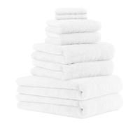 Betz Lot de 8 Serviettes Set de 2 Serviettes de Bain 2 draps de Bain 2 Serviettes de Toilette 2 lavettes 100% Coton Deluxe Color Blanc