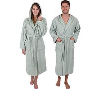 Betz Peignoir à capuche en 100 % coton - Peignoir de bain en tissu éponge pour homme et femme - Douillet, absorbant et long - Série Berlin - Couleur jade - Taille L/XL