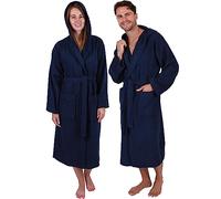 Betz peignoir d’intérieur pur coton avec capuche pour hommes et femmes manteau de sauna et bain Couleur bleu foncé FULDA
