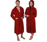 Betz peignoir d’intérieur pur coton avec capuche pour hommes et femmes manteau de sauna et bain Couleur rouge foncé FULDA