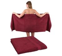 Betz Premium Ensemble de Serviettes à Sauna Lot de 2 pièces en 100% Coton Serviette de Bain 70 x 200cm Couleur Rouge foncé