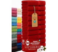 Betz Premium Set de 10 Serviettes d‘invités Ensemble de 10 Serviettes pour Visage et Mains Lot de Serviettes essuie-Mains 30 x 50cm Color Rouge