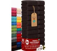 Betz Premium Set de 10 Serviettes d‘invités Ensemble de 10 Serviettes pour Visage et Mains Lot de Serviettes essuie-Mains 30 x 50cm Color Brun foncé