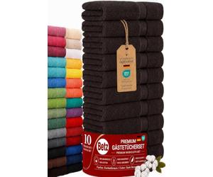 Betz Premium Set de 10 Serviettes d‘invités Ensemble de 10 Serviettes pour Visage et Mains Lot de Serviettes essuie-Mains 30 x 50cm Color Brun foncé