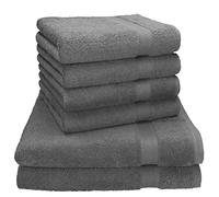 Betz Premium Set de Serviettes Ensemble de 6 Serviettes: 2 Grandes Serviettes de Bain 70x140 cm 4 Serviettes de Toilette 50x100 cm Color Anthracite