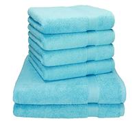 Betz Premium Set de Serviettes Ensemble de 6 Serviettes: 2 Grandes Serviettes de Bain 70x140 cm 4 Serviettes de Toilette 50x100 cm Color Turquoise