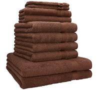Betz Set de 10 Serviettes Premium 100% Coton 2 draps de Douche 4 de Toilette 2 d'invités 2 Gants Couleur Marron Noisette