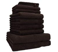 Betz Set de 10 Serviettes Premium 100% Coton 2 draps de Douche 4 de Toilette 2 d'invités 2 Gants Couleur Marron foncé