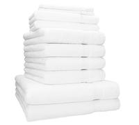 Betz Set de 10 Serviettes Premium 100% Coton 2 draps de Douche 4 de Toilette 2 d'invités 2 Gants Couleur Blanc