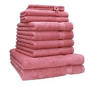 Betz Set de 10 Serviettes Premium 100% Coton 2 draps de Douche 4 de Toilette 2 d'invités 2 Gants Couleur Vieux Rose