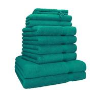 Betz Set de 10 Serviettes Premium 100% Coton 2 draps de Douche 4 de Toilette 2 d'invités 2 Gants Couleur Vert émeraude