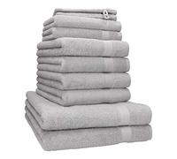 Betz Set de 10 Serviettes Premium 100% Coton 2 draps de Douche 4 de Toilette 2 d'invités 2 Gants Couleur Gris argenté