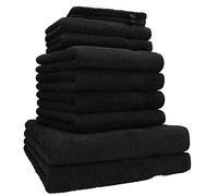 Betz Set de 10 Serviettes Premium 100% Coton 2 draps de Douche 4 de Toilette 2 d'invités 2 Gants Couleur Noir