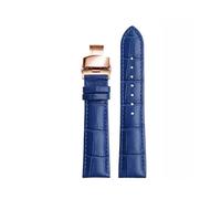 BEUAOCK Bracelet de Montre en Cuir Compatible avec Citizen IWC Omega Blue Angel, Bracelet de Montre en Cuir de Vache à extrémité incurvée(Blue Rose Buckle,23mm)