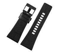BEUAOCK Bracelet de montre en cuir Compatible avec la ceinture de montre Diesel DZ7257 1657 4323 7314 7313 7371, chaîne de montre en cuir noir 22 24 26 28 30 32mm(A-Black blackr,30mm)