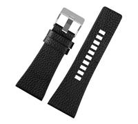 BEUAOCK Bracelet de montre en cuir Compatible avec la ceinture de montre Diesel DZ7257 1657 4323 7314 7313 7371, chaîne de montre en cuir noir 22 24 26 28 30 32mm(A-Black silver,26mm)