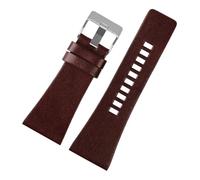 BEUAOCK Bracelet de montre en cuir Compatible avec la ceinture de montre Diesel DZ7257 1657 4323 7314 7313 7371, chaîne de montre en cuir noir 22 24 26 28 30 32mm(B-Dark brown silver,32mm)