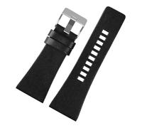 BEUAOCK Bracelet de montre en cuir Compatible avec la ceinture de montre Diesel DZ7257 1657 4323 7314 7313 7371, chaîne de montre en cuir noir 22 24 26 28 30 32mm(B-Black silver,26mm)