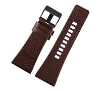 BEUAOCK Bracelet de montre en cuir Compatible avec la ceinture de montre Diesel DZ7257 1657 4323 7314 7313 7371, chaîne de montre en cuir noir 22 24 26 28 30 32mm(A-Brown black,30mm)