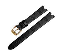 BEUAOCK Bracelet de Montre en Cuir Compatible avec Rado Crystal Coupole R2285415, Boucle Papillon, for Homme et Femme, Accessoires(Coal Black,14x5mm)