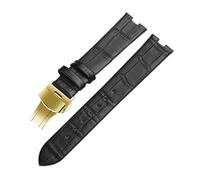 BEUAOCK Bracelet de Montre en Cuir Compatible avec Rado Crystal Coupole R2285415, Boucle Papillon, for Homme et Femme, Accessoires(Black Green,14x5mm)