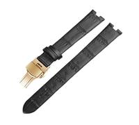 BEUAOCK Bracelet de Montre en Cuir Compatible avec Rado Crystal Coupole R2285415, Boucle Papillon, for Homme et Femme, Accessoires(Black Gray,14x5mm)