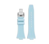 BEUAOCK Bracelet de Montre Tissot PRX Powermatic 80 12 mm à dégagement Rapide en Caoutchouc Silicone T137.407/410 avec Boucle en Acier Inoxydable for Homme(Light Blue Silver B)