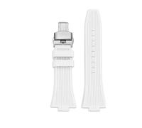 BEUAOCK Bracelet de Montre Tissot PRX Powermatic 80 12 mm à dégagement Rapide en Caoutchouc Silicone T137.407/410 avec Boucle en Acier Inoxydable for Homme(White Silver B)