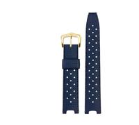 BEUAOCK Bracelet en Caoutchouc à Interface concave Compatible avec la Montre Cartier Pasha Notch for Homme, étanche et résistant à la Transpiration(Blue Gold,20X10mm)