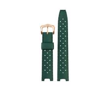 BEUAOCK Bracelet en Caoutchouc à Interface concave Compatible avec la Montre Cartier Pasha Notch for Homme, étanche et résistant à la Transpiration(Green Rose Gold,20X12mm)