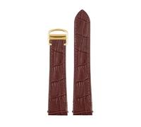 BEUAOCK Compatible avec Le Bracelet de Montre en Cuir de Vache Cartier Santos WSSA0010 WHSA0021 à dégagement Rapide Motif Crocodile Bracelet for Hommes et Femmes(A-Brown-Gold,19mm)