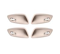 BEUAOCK Poignée de Porte intérieure en Fibre de Carbone for Voiture, Garniture de Remplacement Beige et Noire, Compatible avec BMW Série 3 E90, E91, E92, E93, E94 (2005-2012)(Beige 4PCS Set)