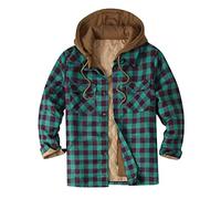 Beudylihy Chemise de bûcheron pour homme - Doublure en flanelle - Thermique - À carreaux - Manches longues - Coupe droite - Pour les loisirs - Doublure intérieure - Chemise de travail, vert, XXL