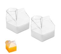 Beufee 2 PCS Pichet à Lait En Forme De Maison, Verres à Cocktail En Verre En Carton De Lait Tasse à Lait Transparents Mini Pichet à Crème Soufflé à La Main Kawaii Forme Récipient Réutilisable