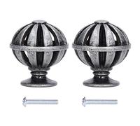 Beufee , 2set Vintage Drawer Handles Round Flower Design Kitchen Cupboard Bathroom Dresser Cabinet Hardware Handles for Home Decoration (366 Cage à oiseaux-Argent antique)