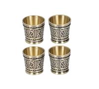 Beufee 4pcs verres à shot en métal vintage, gravure fleur motif vin verre à liqueur en relief verres à vin en métal vin liqueur tasse pour cocktail