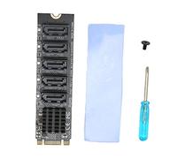 Beufee Carte Adaptateur M.2 vers SATA, Carte Adaptateur De Conversion 6 Gbit/s Haute Vitesse M.2 NGFF BKEY SATa vers Carte D'extension 5 Ports avec Indicateur Intelligent