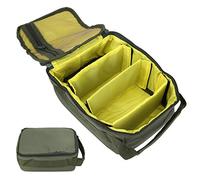 Beufee Fishing Reel Bag, 4 Layer Fishing Tackle Bag Handheld Gear Case Tackle Zipper Organizer Case with 3 Adjustable Dividers