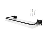 Beufee Floating Shelves for Wall, Bathroom Wall Shelf Aluminum Modern Floating Shelf for Bathroom Kitchen Organizers and Storage (Black)