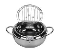 Beufee Friteuse Pot, Japonais Tempura Poêle à Frire avec Couvercle Huile Friteuse Pot pour Français Frites Poulet (20CM)
