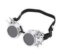 Beufee Lunettes Steampunk, Abs Industriel Vintage Unique À Pointes De Soudage Lunettes Steampunk Double Couche Lunettes De Soleil Coupe-Vent (Argent brillant)