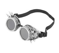 Beufee Lunettes Steampunk, Abs Industriel Vintage Unique À Pointes De Soudage Lunettes Steampunk Double Couche Lunettes De Soleil Coupe-Vent (Argent Antique)