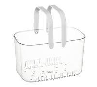 Beufee Panier de douche, organisateur de panier de douche, panier de douche portable en plastique transparent avec poignée et trous pour dortoir, maison