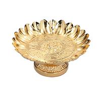 Beufee Plateau à fruits doré, plateau de service avec support Style rétro plat brillant en alliage durable pour temples sacrifie la décoration de la maison