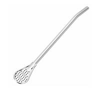 Beufee Reusable Stainless Steel Straws, Straw Spoon Filter Strainers Filter Spoon for Milk Tea Coffee Beverage