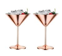 Beufee Verres à martini en acier inoxydable Ensemble de 2, 230 ml d'or rose en métal incassable de martini verres en cuivre Cocktail Wine gobelet tasse pour Margarita Manhattan Champagne
