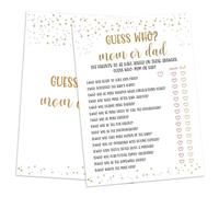 BEUFSE Guess Who Jeu de devinettes pour maman ou papa, lot de 25 cartes, jeu de fête prénatale pour fille ou garçon, fête de révélation du sexe, fournitures de fête dorées neutres pour les fêtes - 05